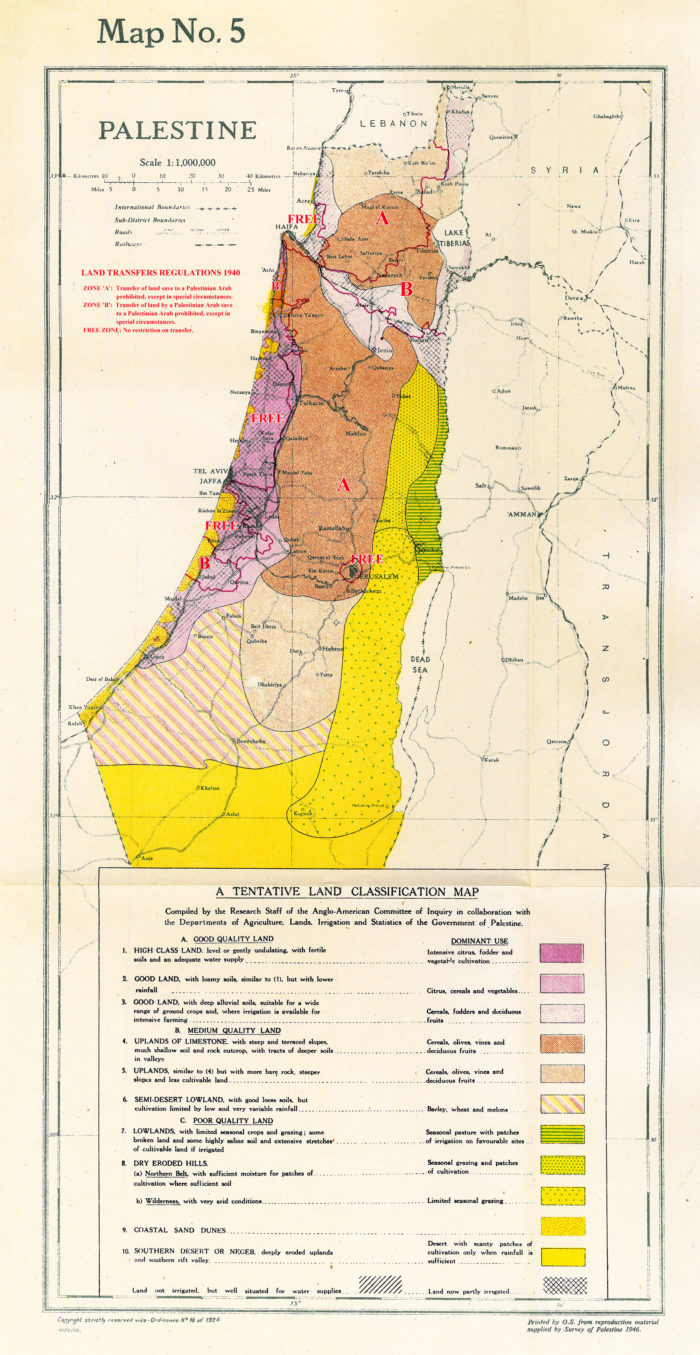 Land classification and boundaries of land transfer regions as prescribed in 1940.