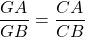 \dfrac{GA}{GB} = \dfrac{CA}{CB}