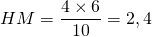 HM = \dfrac{4 \times 6}{10} = 2,4