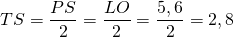 TS = \dfrac{PS}{2} = \dfrac{LO}{2} = \dfrac{5,6}{2} = 2,8