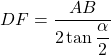 DF = \dfrac{AB}{2\tan \dfrac{\alpha}{2}}