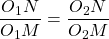 \dfrac{O_1N}{O_1M} = \dfrac{O_2N}{O_2M}