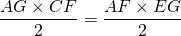 \dfrac{AG \times CF}{2} = \dfrac{AF \times EG}{2}