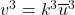 v^3 = k^3 \overline{u}^3