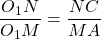 \dfrac{O_1N}{O_1M} = \dfrac{NC}{MA}