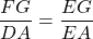 \dfrac{FG}{DA} = \dfrac{EG}{EA}