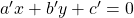 Rendered by QuickLaTeX.com a'x + b'y + c' = 0