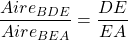 \dfrac{Aire_{BDE}}{Aire_{BEA}} = \dfrac{DE}{EA}
