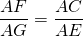 \dfrac{AF}{AG} = \dfrac{AC}{AE}