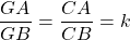 \dfrac{GA}{GB} = \dfrac{CA}{CB} = k