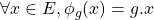 \forall x \in E, \phi_g(x)=g.x