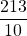 \dfrac{213}{10}