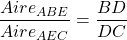 \dfrac{Aire_{ABE}}{Aire_{AEC}} = \dfrac{BD}{DC}