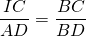 \dfrac{IC}{AD}=\dfrac{BC}{BD}