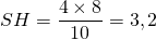 SH = \dfrac{4 \times 8}{10} = 3,2