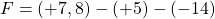 F = (+7,8) - (+5) -(-14)