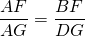 \dfrac{AF}{AG} = \dfrac{BF}{DG}