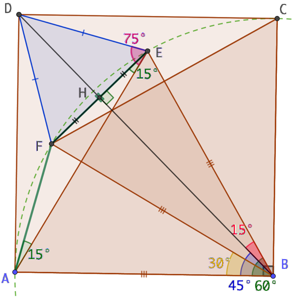 3 triangles équilatéraux dans un carré