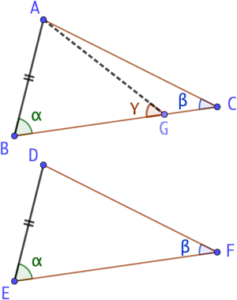 2 triangles avec deux angles de même mesure et un côté de même longueur