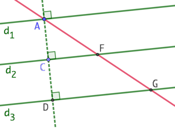 3 droites parallèles et une sécante
