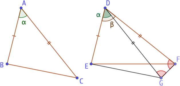 Deux triangles isocèles d’angle au sommet différent