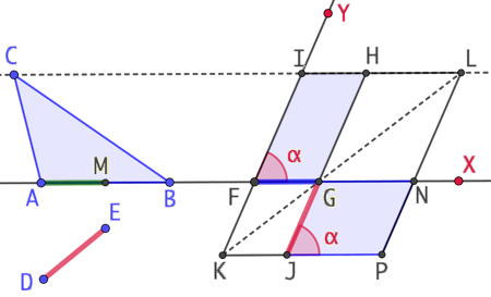 Construire un parallélogramme de même aire qu’un triangle (Version 2)