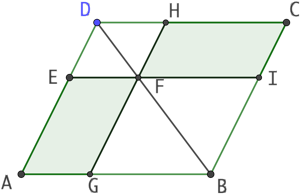 Parallélogrammes de même aire découpés dans un parallélogramme