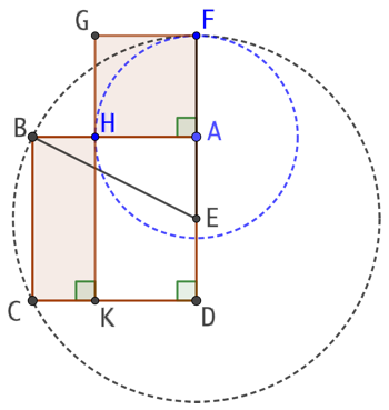 Partage d’un segment en deux pour construire un carré et un rectangle de même aire