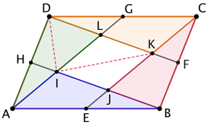 Parallélogramme divisé en 5 aires égales