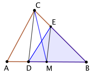 Un curieux partage d’un triangle en deux aires égales