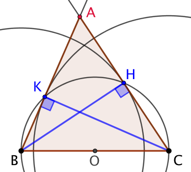 Triangle dont on connaît la base et deux hauteurs