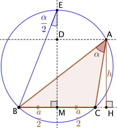 Triangle connaissant la hauteur, l’angle du sommet et la longueur de la base