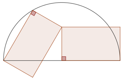 Deux rectangles isométriques dans un demi-cercle